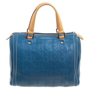Carolina Herrera Andy bag medium size in turquoise Blue Leather.
